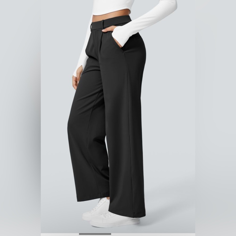Halara High Waisted Plicated Side Pocket Straight Leg Work Pants